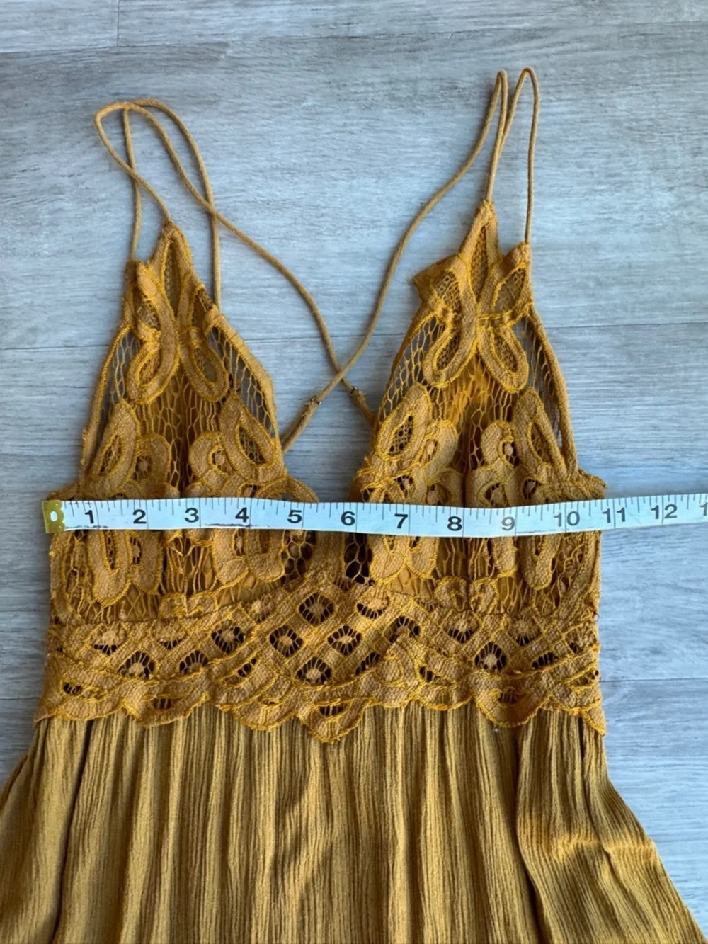 Free People Womens Adella Slip Dress Golden Yellow Lace Fairy Dress XS - Picture 6 of 11